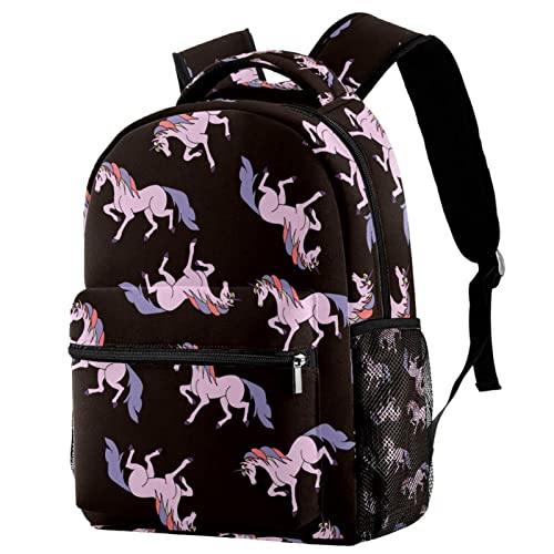 Sac à dos de voyage enfant avec motif licorne et porte-bouteille