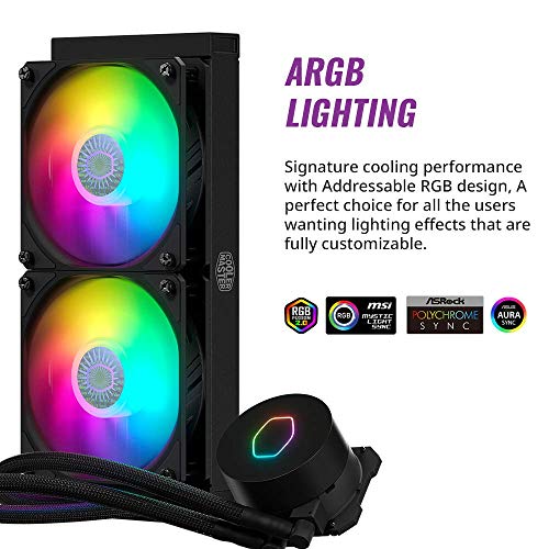 Image of Cooler Master MasterLiquid ML240L V2 ARGB Simple Water Cooling CPU Cooler 10.9 x 4.7 x 1.1 Inches 277 x 119.6 x 27.2 mm Liquid-Cooling-System-Cpu Cooler