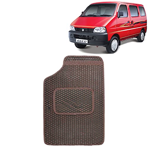 Image of Kingsway Dotted Design Car Floor Foot Mats Universal Fit for Maruti Suzuki Eeco, Model Year : 2010 Onwards, Water and Dustproof, Color Brown, Set of 5 Pieces