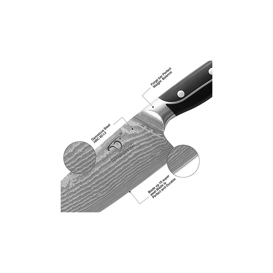 Damascus-Knife-Set-for-Kitchen-Kitchen-NANFANG-BROTHERS-Damascus-Steel-VG10-Kitchen-Knife-Set-with-Block-ABS-Ergonomic-Handle-Included-Chef-Knife-Knife-Sharpener-and-Kitchen-Shears-9-PCS Damascus Kitchen Knife Set with Block, Razor Sharp 67-Layer VG10 Steel and Triple Rivet Handle, Included Chef/Santoku/Utility/Bread/Paring Knives, Sharpener, Kitchen Shears-Wooden Block, 9Pcs