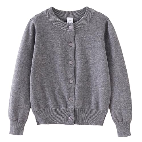 Girl's Crewneck Lightweight Button-up Cardigan Cotton Knit Sweater Casual Cute Uniform Outerwear