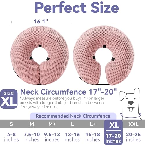 Image of Loflaze Soft Inflatable Dog Cone Collar for Large Medium Small Dogs Cats - After Surgery Dog Neck Donut Collar, ECollar Alternatives for Recovery - Pink, XL