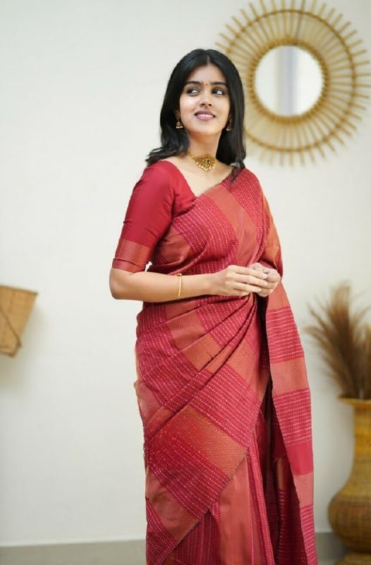 Image of Flosive Women's Kanjivaram Pure Zari Woven Soft Silk Saree With Blouse Piece (Mix Color)