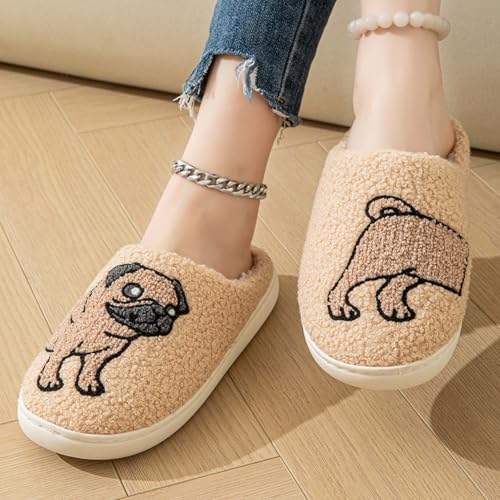 Image of Highland Cow Slippers for Women Plush Scottish Highland Cow Animal Slippers Warm Non Slip Home Indoor Slippers
