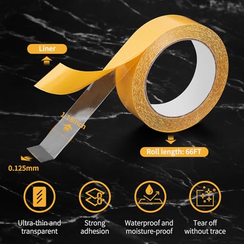 Ruban adhésif double face transparent super fin 3cm x 20m pour fixations