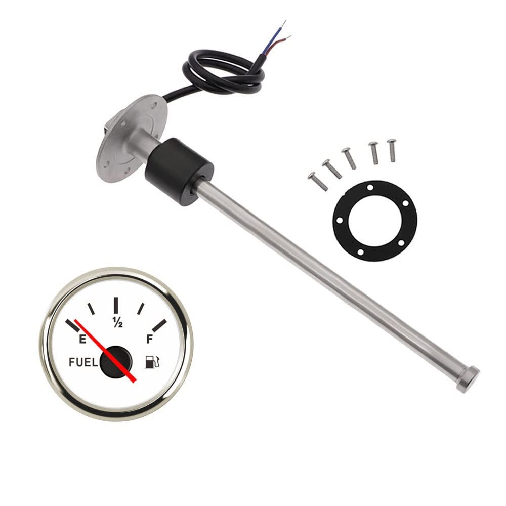 Indicador de Nivel de Combustible de 52MM, indicador de Nivel de Tanque de Aceite de 0-190 Ohm con Sensor de Nivel de Combustible de 150MM, 200MM, 250MM, 300MM y 350MM