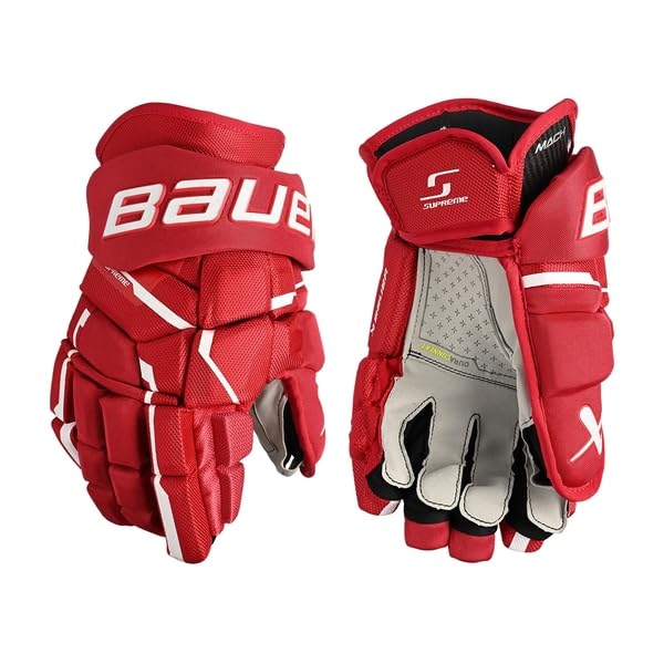 Bauer Vapor Guanti Da Hockey Intermedi, Modello 3X, Misura 12 Pollici, Colore Nero/rosso, Palmo Tattile, Schiuma A Doppia Densità