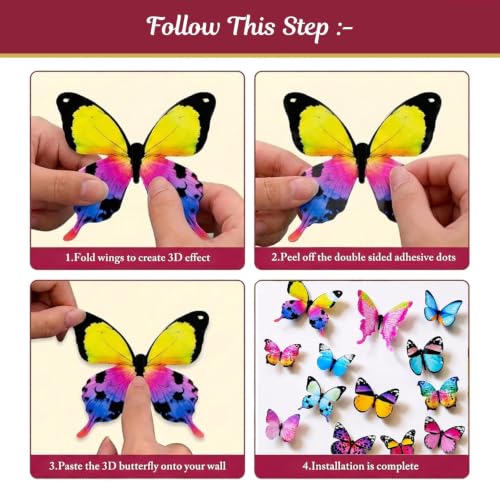 Image of SpecialYou Butterfly Wall Stickers for Home Decoration, Home Decor, Wall Decor Items for Living Room, Room Decoration Items, Stickers Sets - 12pcs(12, Multicolor)