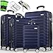 tillvex® Reisekoffer Set 4-teilig + Gepäckwaage, 8X Koffergurte & 4X Kofferanhänger | Kofferset 4 Rollen | Trolley Gepäck Koffer TSA Schloss | Hartschalenkofferset S-M-L-XL