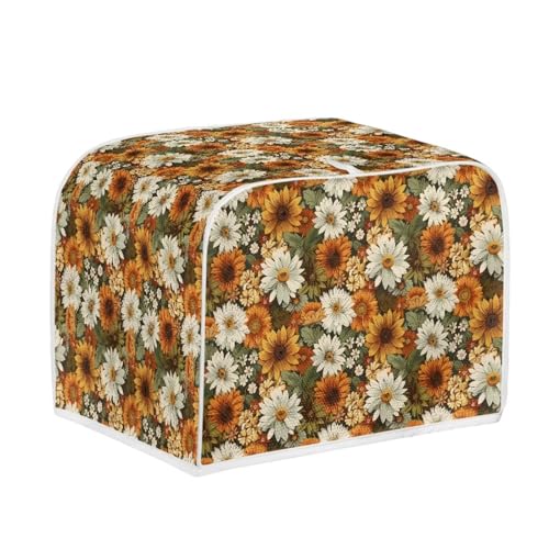 Image of Talayituse Sunflower Daisy Print Toaster Cover 2 Slice Wide Slot, Lightweight Dust Protection Washable Appliance Bag, Bread Maker Cover, S