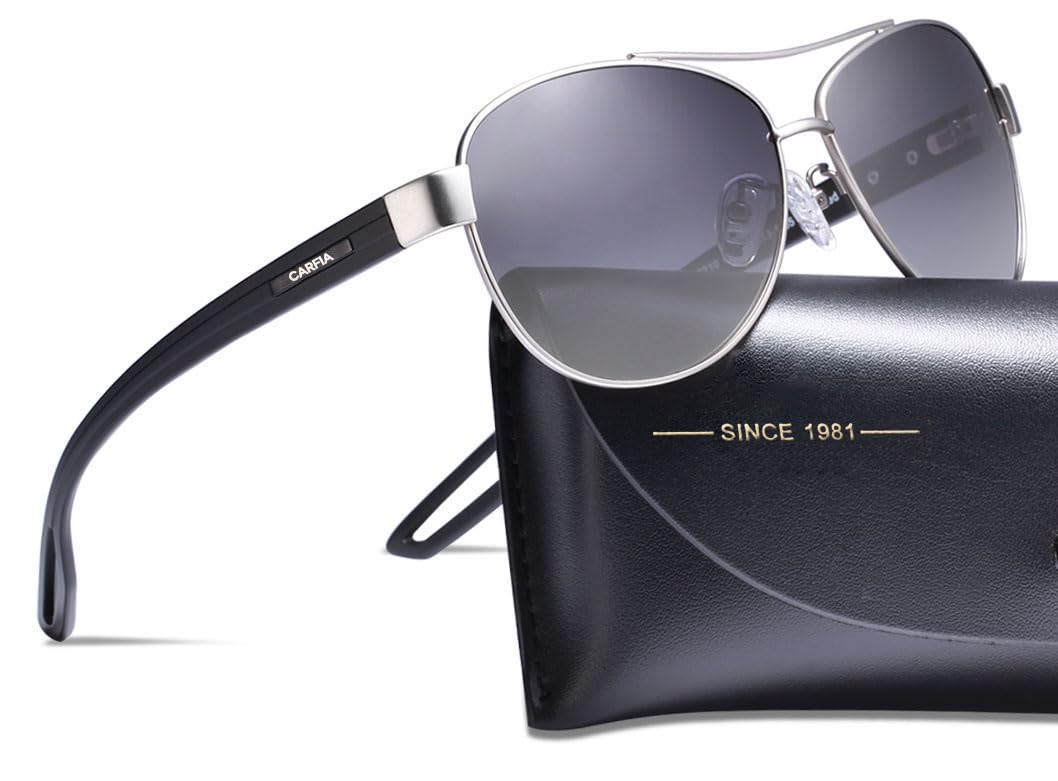 CARFIA Polarized Sunglasses for Women UV Protection Ultra-Lightweight Comfort Metal Frame Driving Glasses CA3210