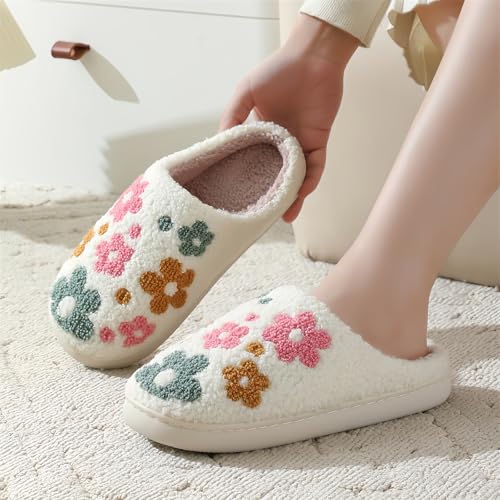 Cute Plush Slippers for Women and Men with Embroidered Flower Cactus Bow or Letter Design Memory Foam Lined Indoor House Shoes with Soft Sole Unisex Fit Cozy and Stylish4