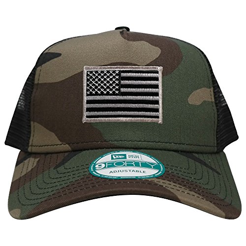 New Era 9FORTY 5 Panel USA Flag Patch Snapback Trucker Cap - CAMO