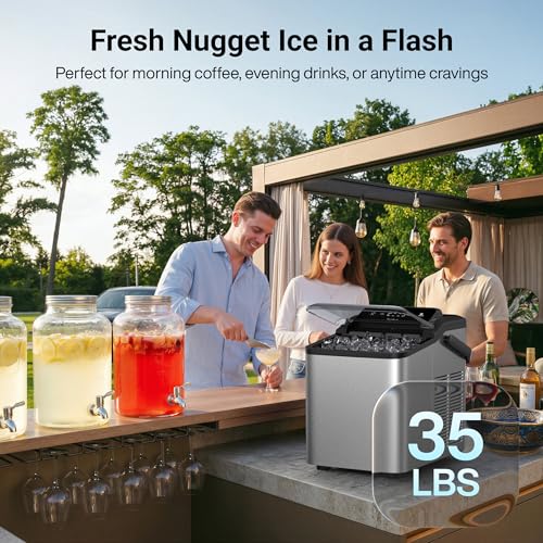 Image of Typhur Fast Nugget Ice Maker - Portable Pellet Ice Machine with Handle & WiFi Smart Control Countertop, 35lbs /24H, Self-Cleaning, Quiet Pebble Ice for Home, Office, RV, Camping