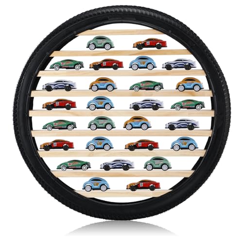 Image of Lineshading Tire Toy Box Wall Car Display Shelf Model Car Display Case Stand for 1/64 Collectibles Cars,Collectibles,Toy Figurines(Diameter 23.6 Inches)