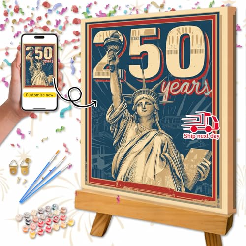 Image of Azvccea America 250th Anniversary Paint by Numbers Kit for Adults Customized DlY Patriotic Painting by Numbers Suitable for Gifts and Interior Decor (Color 6)