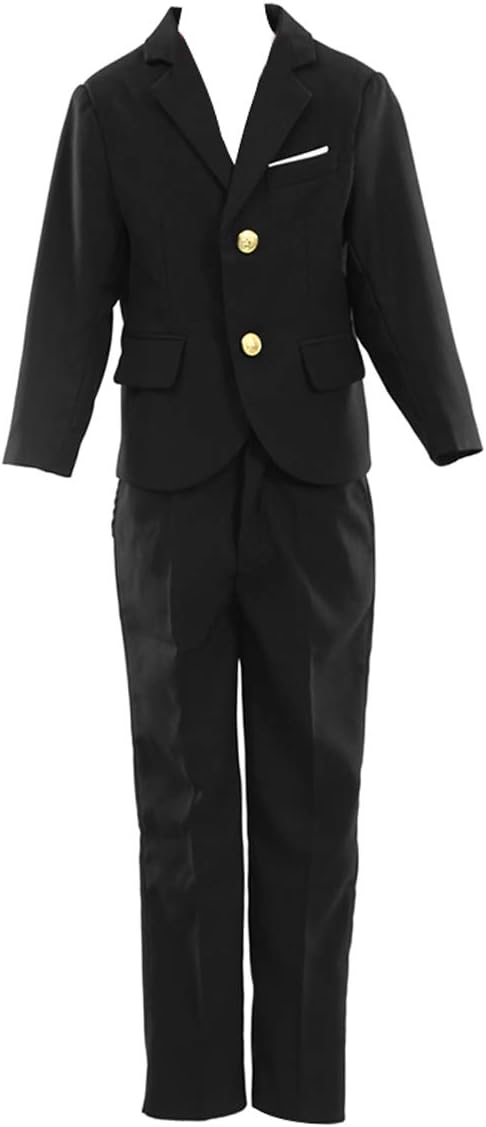 HBDesign Boys'2 piece 2 Button Notch Lapel Slim Trim Fit Casual Suite Black