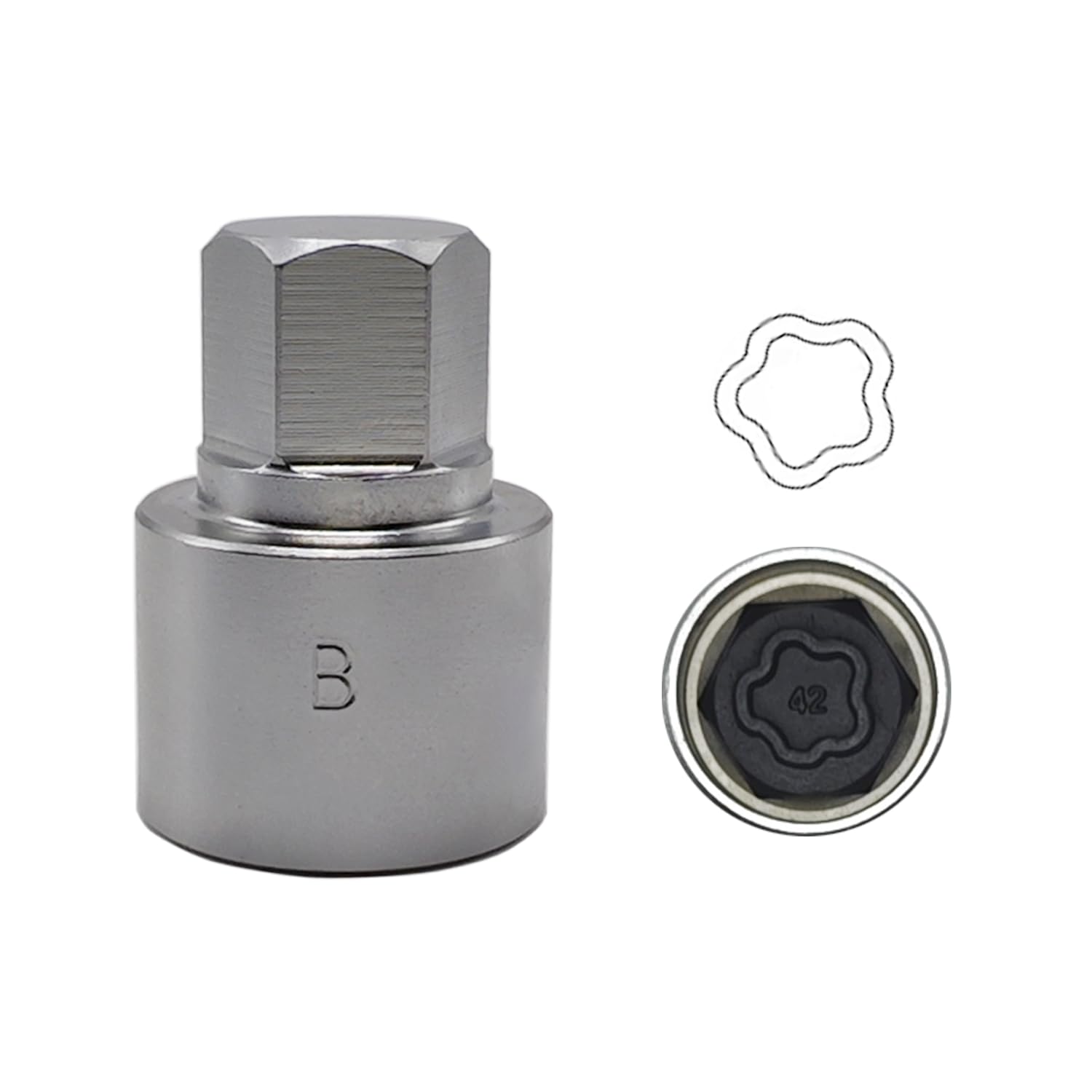 JEUCLEL 042 Wheel Lock Nut Key Compatible with BMW X1 X5 3/5/8 Series, 1 Socket, Alloy Steel, 25mm Internal M6 Thread, Anti-Theft Lug Nut Removal Tool
