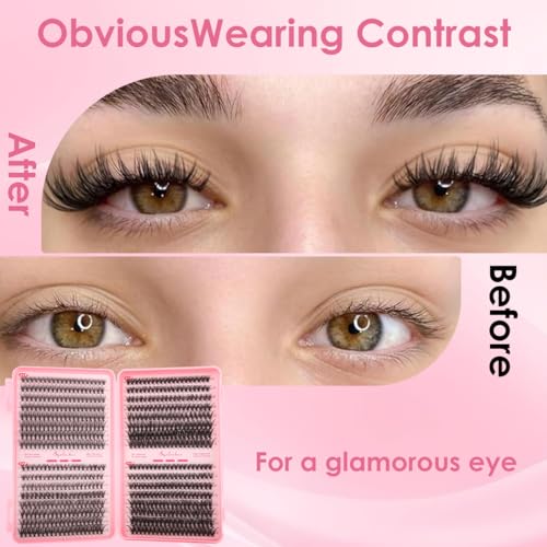 Image of MAYCREATE 640 Pcs Lash Clusters 4 Style Cluster Lashes 9-16mm Individual Lashes Clusters Eyelash Extensions False Eyelashes DIY Wispy Fluffy Lash Extension Natural