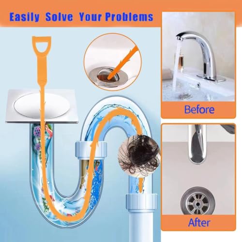 liboyixi Drain Clog Remover Tool, 5 Pack 25inch with 5 Plastic and 1 Stainless Steel Drain Snakes, Hair Unclogger for Toilet, Kitchen Sink, Bathroom Tub, Shower, Sewer - image 7