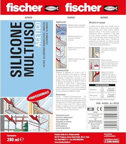 Fischer 25 pezzi Silicone Acetico Multiuso SAM 280...