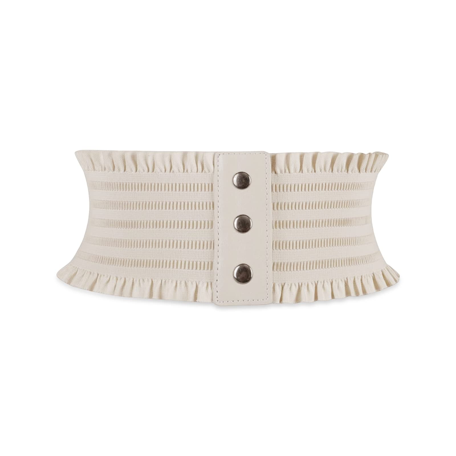 LumiSyne Women Elastic Corset Belt Wide Waist Belt Snap Buckle Design Fashion Ruffled Trim Stretchy Waistband Retro Cinch Belt Waspie Belt For Dress Jumpsuit Overcoat