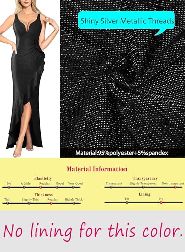 Image of VFSHOW Womens Backless Ruched Ruffle Deep V Neck Formal Prom Wedding Maxi Dress 2023 Spaghetti Strap Sexy Split Evening Gown