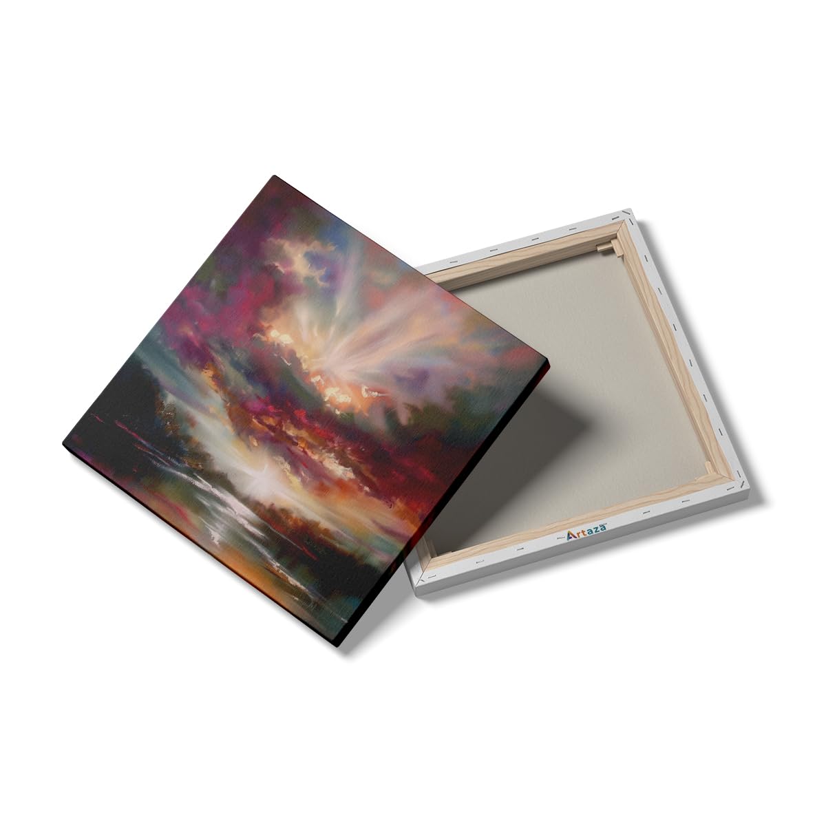 Artaza Leinwand Bilder Sonnenuntergang Meer - 80x80 cm - Groß XXL - Wanddeko Wohnzimmer - Wandbild Sonnenuntergang Meer - Abstrakte Kunst Deko
