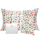 FELYSIK Cute Floral Silk Pillowcase for Hair and Skin Standard 20"x26", 22 Momme Mulberry Silk Co...