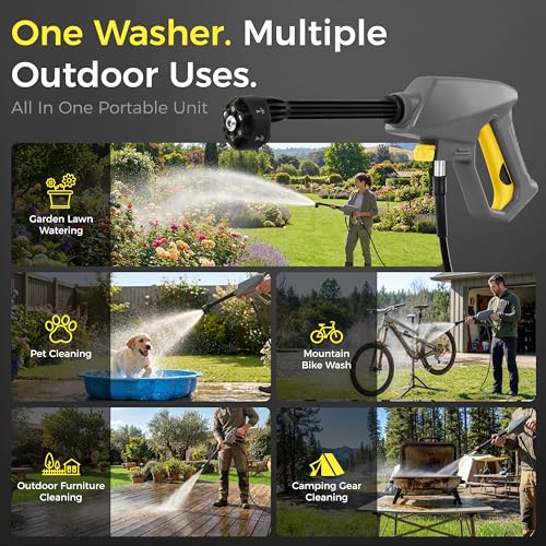 Favormony Portable Foldable Washer Sprayer with 3.7 Gal Water Tank & Wheels by Favormony - Used condition - Image 4