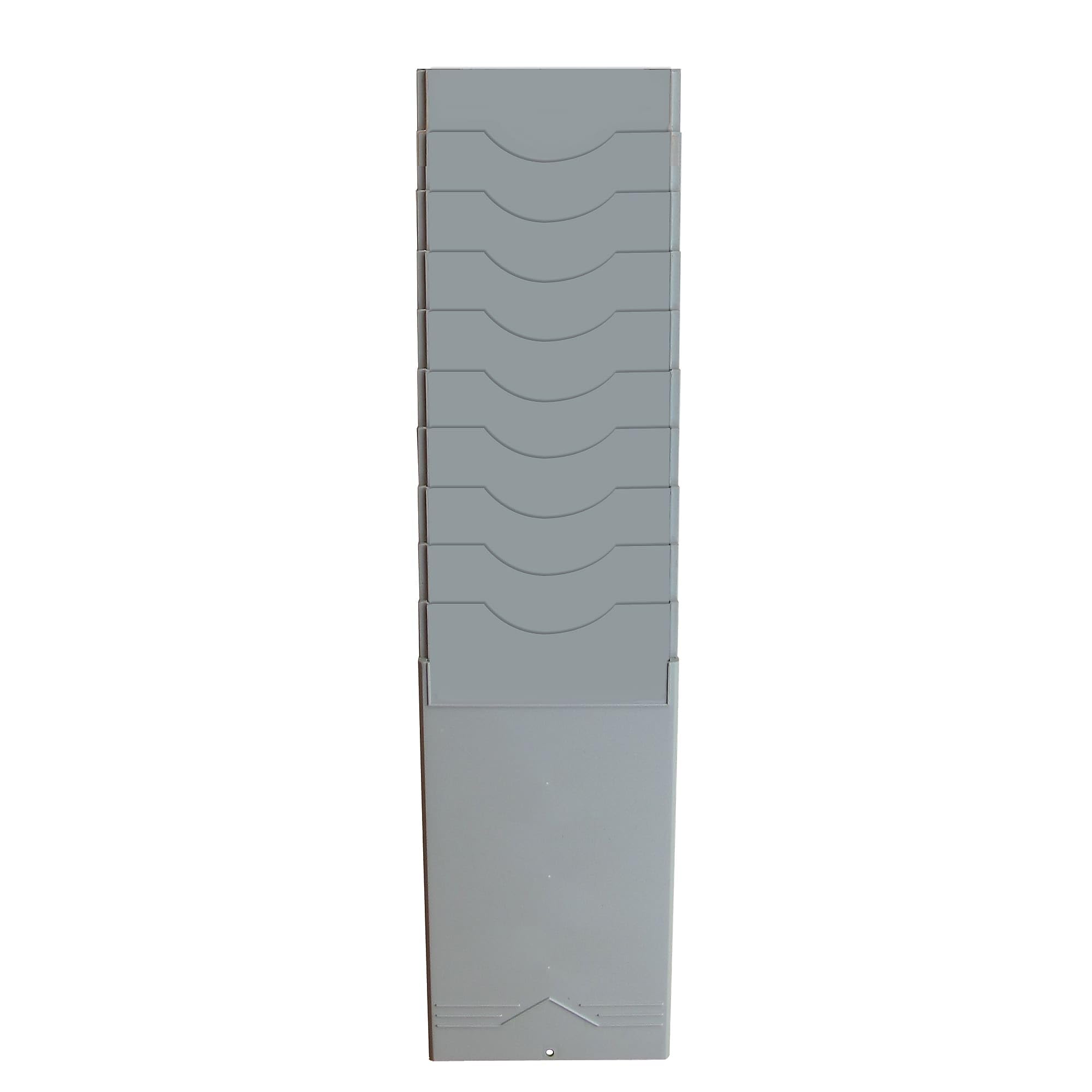 Pyramid Time Systems - Pyramid 400-10 Time Card Rack, Retractable Wall-Mounted Time Card Holder with 10 Pockets, Plastic Employee Punch Card Organizer Rack for Office, Light Gray, Single Badge Rack
