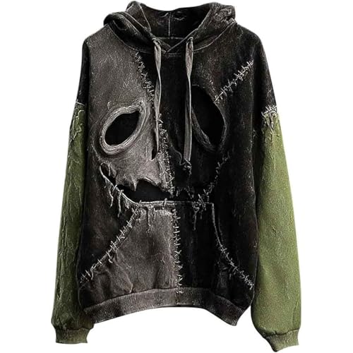 Sweat à capuche Halloween homme original et ample style oversize doublé polaire pour l'hiver