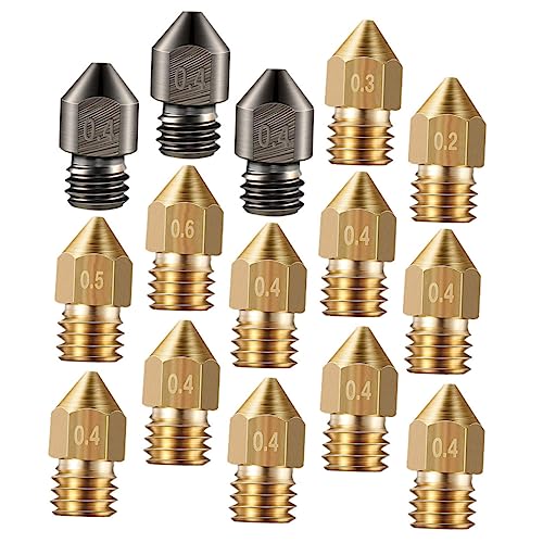 TOPBATHY 15pcs Hardened Steel Printer Nozzle Kit Wear Resistant Nozzles for Accurate Extrusion Smooth Inner Wall Compati