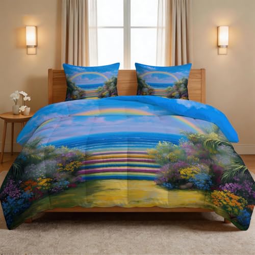 Couette 140x200 cm aquarelle fleurs sans housse lavable - 2