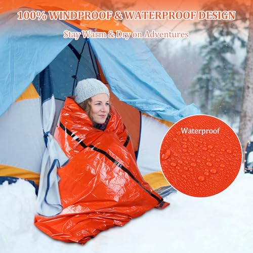 Image of Emergency Sleeping Bag - Portable Emergency Blanket for Survival Gear, Thermal Bivy Sack with D-Type Buckle, Waterproof & Lightweight for Camping, Hiking, Outdoor (2 /3 /5 Pack)