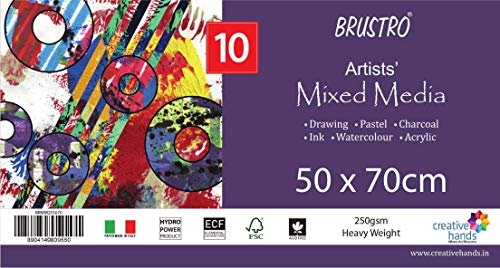 Papel Mixed Media 250 g/m² de 50x70 cm de 10 Hojas Sueltas 3