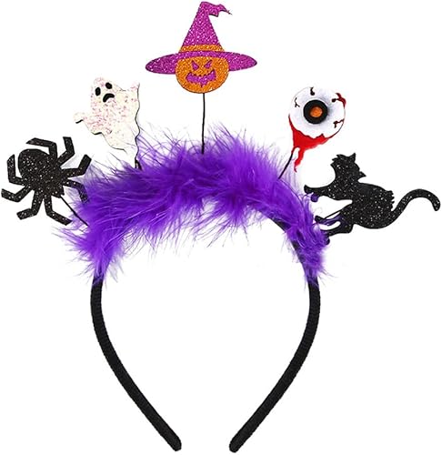 ZEYER Diademas de Halloween a la moda de telaraña, lindo ojo, cabeza de calabaza, calavera y gato, accesorios para el cabello para mujeres y niños,