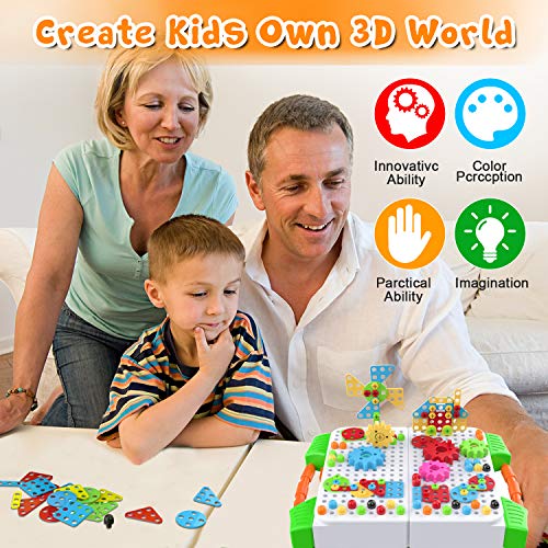 Bauspielzeug with Elektrische Bohrmaschine, 181 Stücke Konstruktionsspielzeug STEM Mint-Lernspiel für 3 4 5 6 7 8 9 10… – Bild 5