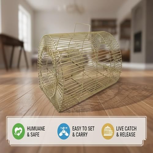 Image of PulGos Mouse Trap Cage for Small & Large Rats| 𝐑𝐮𝐬𝐭𝐩𝐫𝐨𝐨𝐟 Metal Catch & Release Trapper| Heavy Duty Iron Rat Trap (Chuha Pinjara)| Durable Rodent Cage for Home, Kitchen, Warehouse & Hotel Use