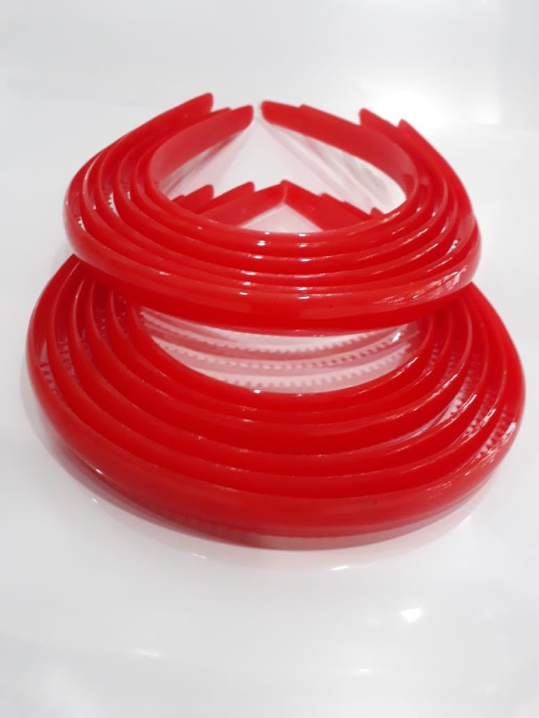 H2T-DIY Set of 12 Plastic Hairband in 3 Colours 13mm (Red,Black & White) (Black) (Red, Regular)-image-41