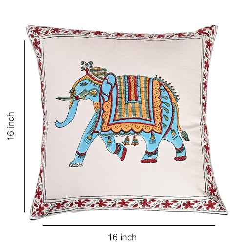 Image of Cushion Covers 16x16 Inch - Hand Block Floral Print Pillow Covers for Sofa, Couch & Bedroom Multicolor, (Pack of 5)