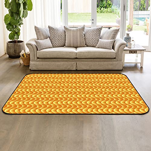 Large Area Rugs 2' X 3' Modern Throw Carpet Floor Cover Nursery Rugs For Children/Kids, Orange Geometric Indoor/Outdoor Rugs For Living Room/Bedroom Modern Moire Abstract Art Aesthetics #TOP13
