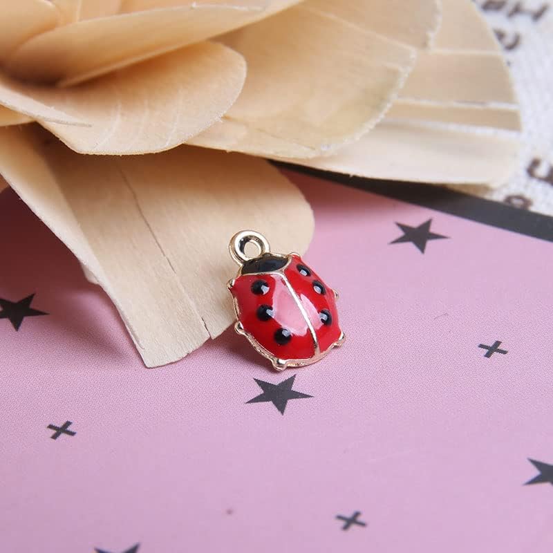 Acxico 20pcs 12x9mm Red & Black Ladybug Charms antique silver Pendants Making - Image 2