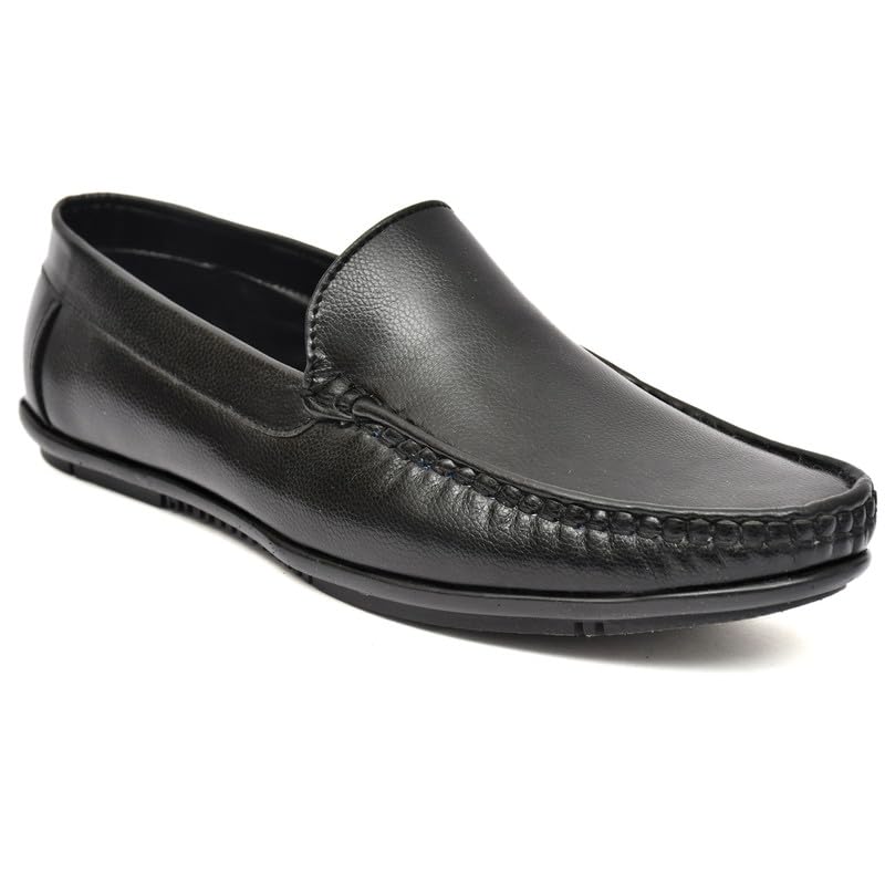 nico nerini Men Genuine Leather Loafers – Stylish Slip-On Formal & Casual Shoes with Comfortable Sole (Black) 5-picture-19