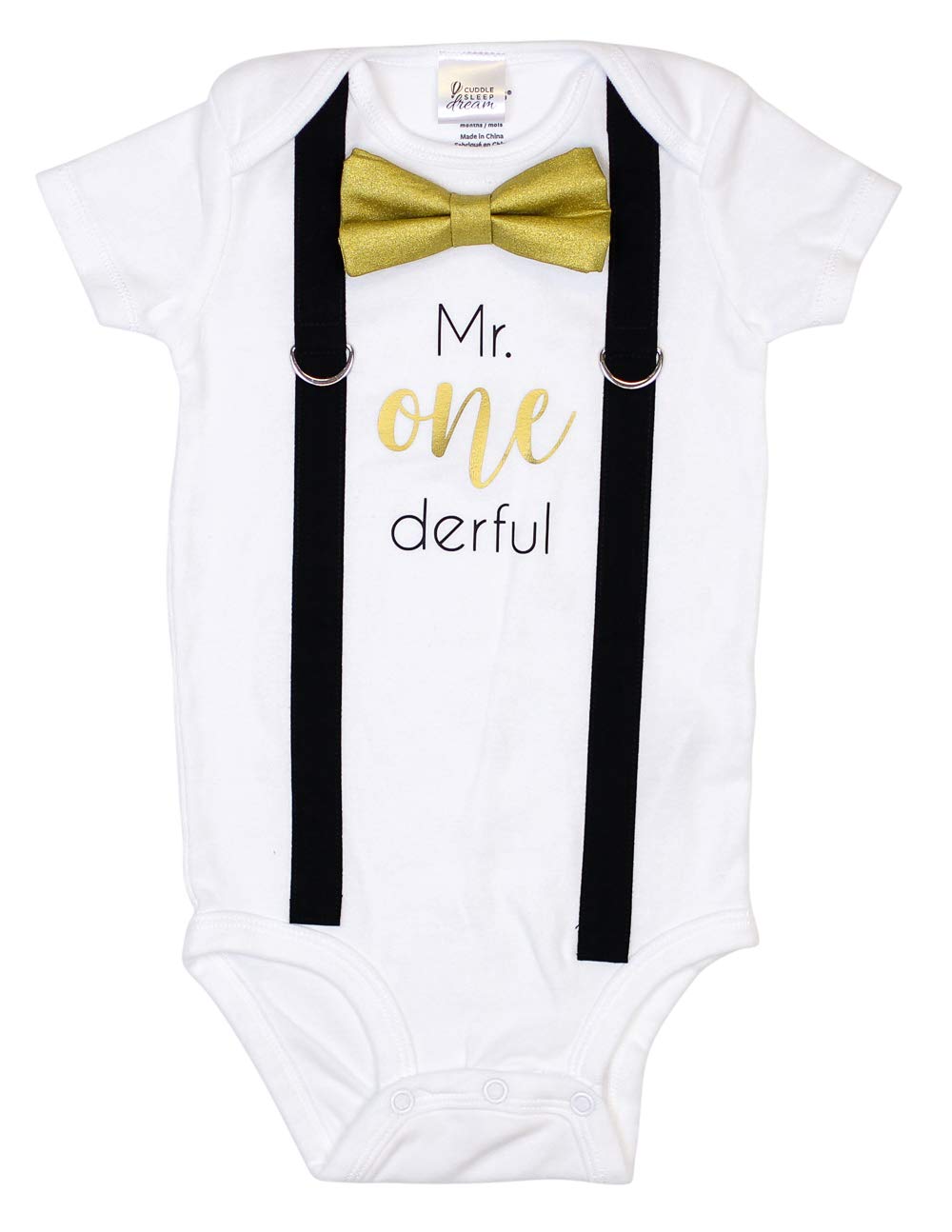 Cuddle Sleep DreamBaby Boy 1st Birthday Outfit with Bow Tie and Suspenders, Mrone, 18 Months