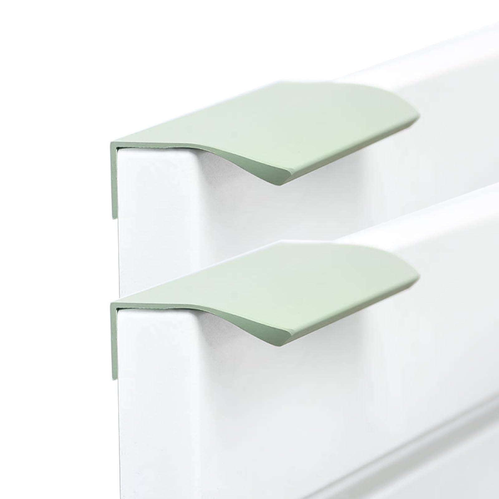 Set de 2 Poignée pour Placard Cachée Alliage d'aluminium Poignées de Meuble Coins arrondis Fixation Arrière Boutons de portes Porte Tirettes De Tiroir poignée de tirette (Total length 1000mm,Green)