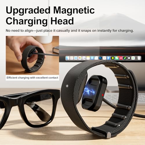 Image of Magnetic Charger for Meta Ray-Ban Display Glasses, TanReginal 2-in-1 Accessories for Meta Ray-Ban Display & Neural Band, Fast Snap-On Magnetic Charging Cable with Overvoltage /Overheat Protection