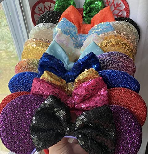 Image of CLGIFT Rose gold Minnie Ears,Pick your color, Iridescent Minnie Ears, Silver gold blue minnie ears, Rainbow Sparkle Mouse Ears,Classic Red Sequin Minnie Ears (Clearance - Mystery 3pc)