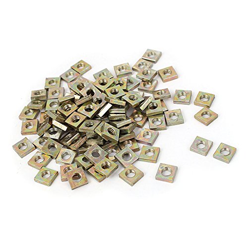 Sourcingmap M4x7x2mm Yellow Zinc Plated Square Machine Screw Nuts Fastener 100pcs