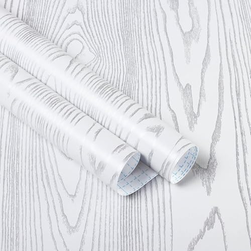 Image of VKR Waterproof Removable Self Adhesive Wallpaper Roll | Peel & Stick Vinyl Furniture Covering for Kitchen Slabs, Tables, Cabinets & Shelves (Wooden White, Pack of 1)